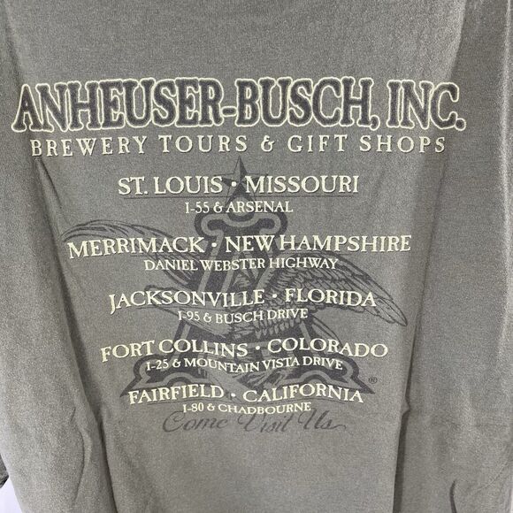 VINTAGE ANHEUSER BUSCH SHIRT MENS 2XL OLIVE GREEN DOUBLE SIDED 2004 Y2K BEER TEE - Picture 6 of 12